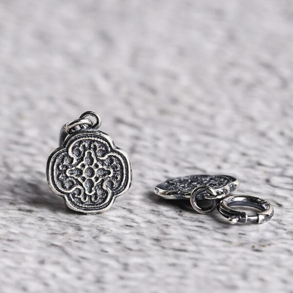 s925 sterling silver cloud pattern charm bead, oxidized silver flower charm - Image 4