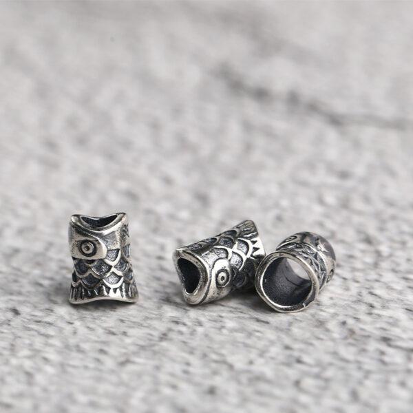 s925 sterling silver fish bead, oxidized silver bead - Image 4