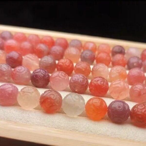 cloud pattern round shape genuine natural pink agate bead, flower shape agate bead - Image 4