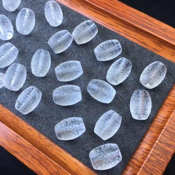 fret pattern oval shape genuine natural white agate bead, flower shape agate bead - Image 4