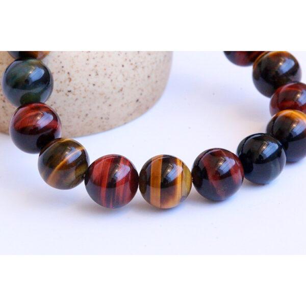 7A multi colors genuine natural tiger's eye bracelet, 6 - 16mm round shape beaded bracelet - Image 5