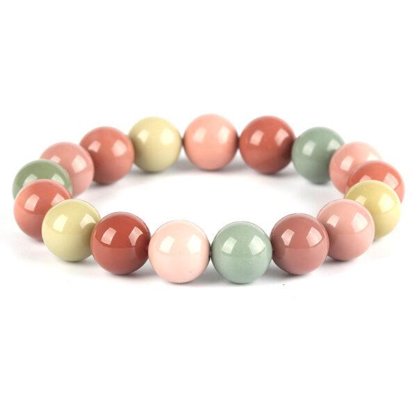 best genuine natural macaroon color agate bracelet, 6 - 14mm round shape colorful beaded bracelet - Image 5
