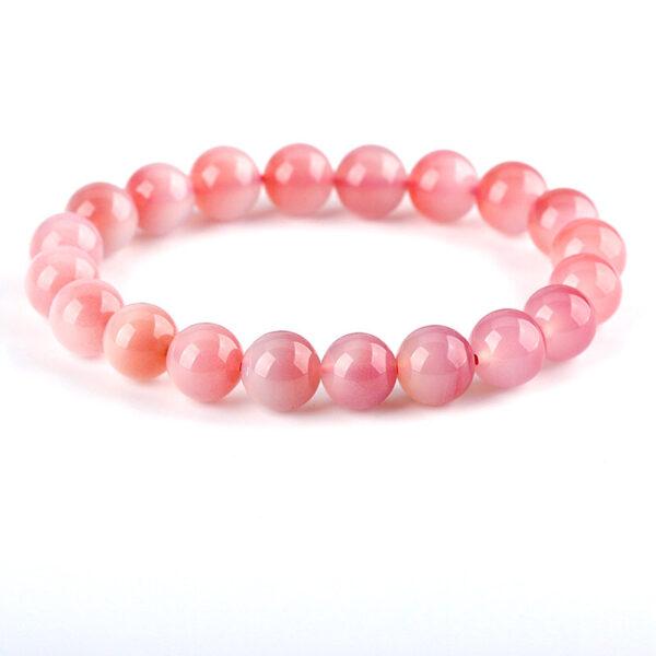 best genuine natural clear pink agate bracelet, 7 - 12mm round shape beaded bracelet - Image 5