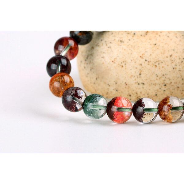 7A genuine natural colorful phantom quartz bracelet, 6 - 13mm round shape beaded bracelet - Image 5