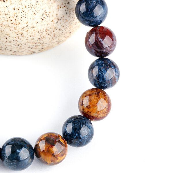 7A genuine natural colorful pietersite bracelet, 7 - 14mm round shape beaded bracelet - Image 5