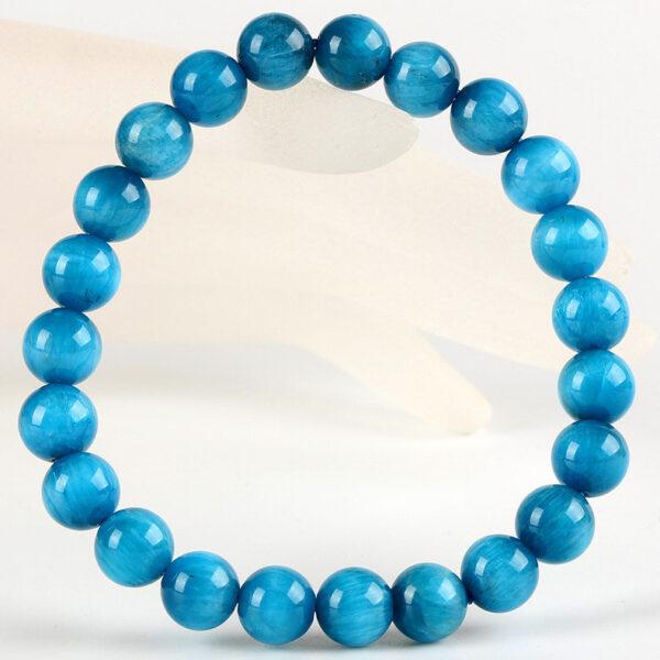 7A genuine natural apatite bracelet, 7 - 10mm round shape beaded bracelet - Image 5