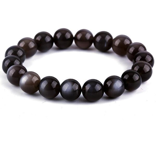 best genuine natural black moonstone bracelet, 6 - 12mm round shape beaded bracelet - Image 5