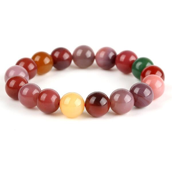 7A genuine natural colorful candy agate bracelet, 8 - 14mm round shape beaded bracelet - Image 5