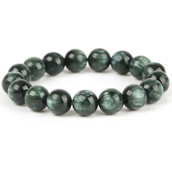 best genuine natural seraphinite bracelet, 8 - 14mm round shape beaded bracelet - Image 5