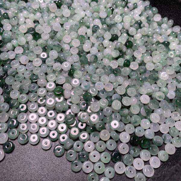 drum shape genuine natural icy mixed green jadeite bead, small jade bead - Image 5
