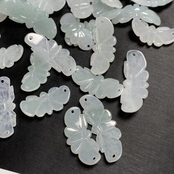 Curved butterfly shape genuine natural icy jadeite bead, jade bracelet bead - Image 5