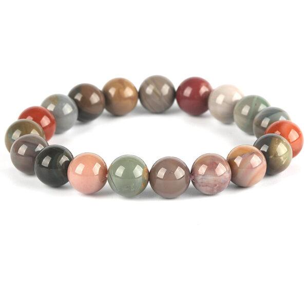 6A genuine natural colorful stripe agate bracelet, 6 - 14mm round shape beaded bracelet - Image 5