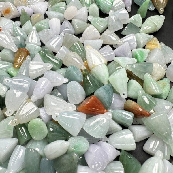 lotus shape genuine natural jadeite charm, jade bead - Image 5