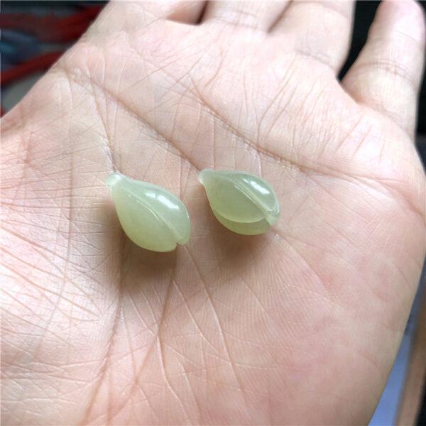 magnolia flower shape natural nephrite jade charm bead - Image 5