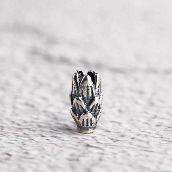 lotus flower shape s925 sterling silver bead, oxidized silver flower bead - Image 5