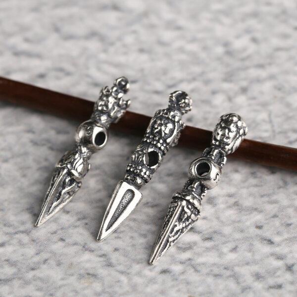 s925 sterling silver Vajra shape charm bead, oxidized silver vajra charm - Image 5