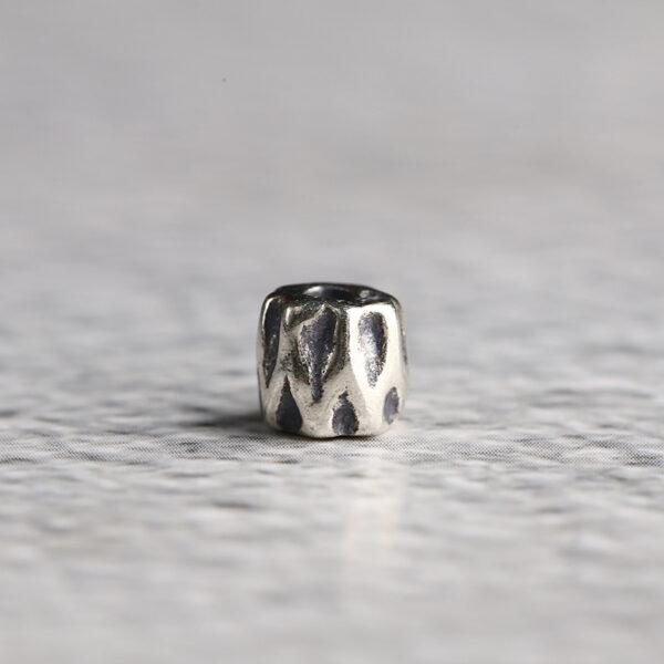 trunk shape s925 sterling silver bead, oxidized silver flower bead - Image 5