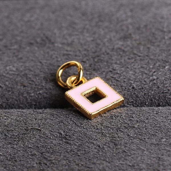 hollow square shape gild sterling silver charm bead, colorful enamel charm - Image 5