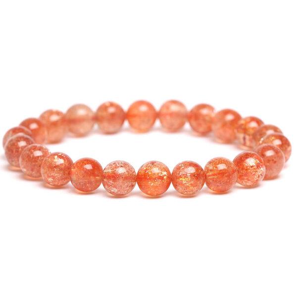 7A golden light genuine natural sunstone bracelet, 6 - 12mm round shape beaded bracelet - Image 5