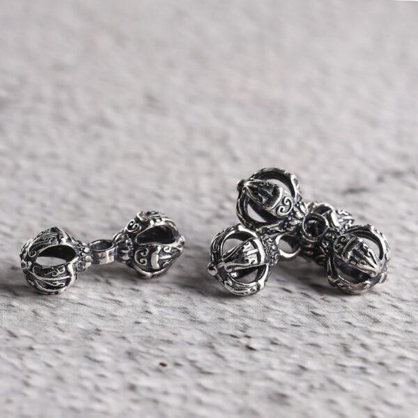 s925 sterling silver vajra shape charm bead, oxidized silver vajra charm - Image 5