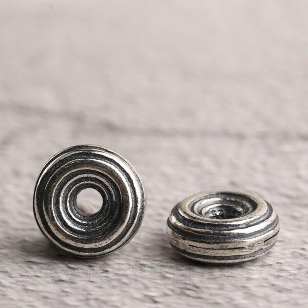 s925 sterling silver line pattern rondelle shape bead, oxidized silver bead - Image 5