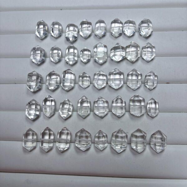 genuine natural clear quartz bead, white bead, double pointed bead, prism bead - Image 5