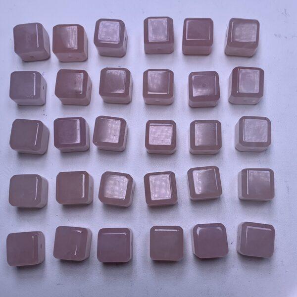 genuine natural rose quartz bead, pink bead, square bead, cube bead - Image 5
