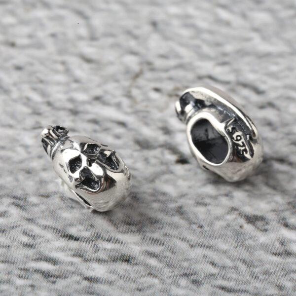 skull bead, skull charm, s925 sterling silver, silver bead, silver charm, oxidized silver bead - Image 5