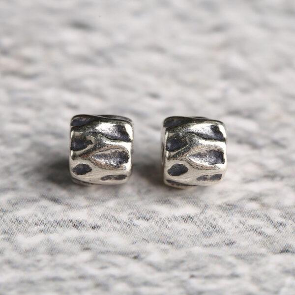trunk shape s925 sterling silver bead, oxidized silver flower bead - Image 6