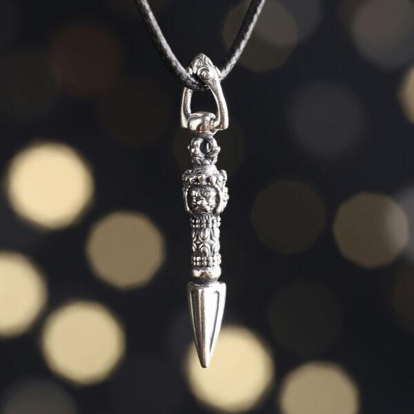 s925 sterling silver vajra shape charm bead, oxidized silver vajra charm - Image 6