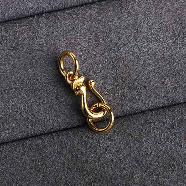 double rings phoenix shape gild s925 sterling silver clasp, flower pattern golden clasp bead - Image 6