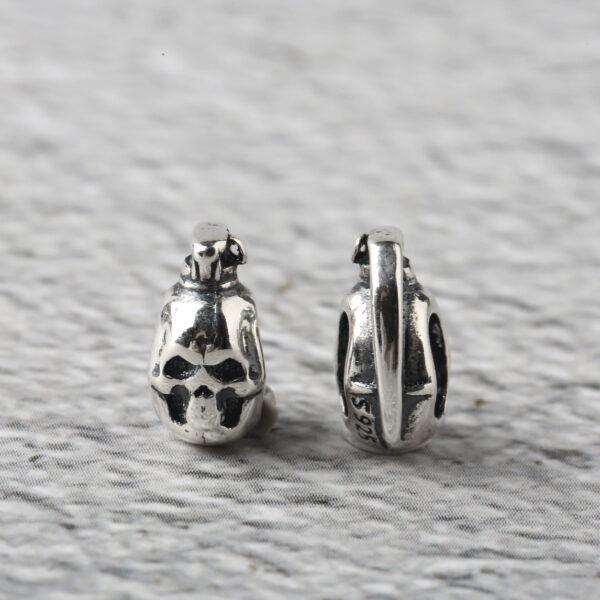 skull bead, skull charm, s925 sterling silver, silver bead, silver charm, oxidized silver bead - Image 6