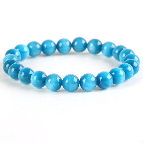 7A genuine natural apatite bracelet, 7 - 10mm round shape beaded bracelet - Image 6