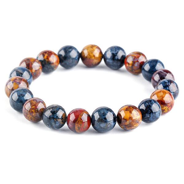 7A genuine natural colorful pietersite bracelet, 7 - 14mm round shape beaded bracelet - Image 6