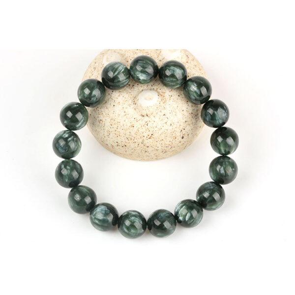 best genuine natural seraphinite bracelet, 8 - 14mm round shape beaded bracelet - Image 6