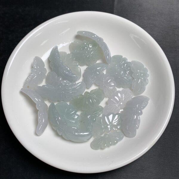 Curved butterfly shape genuine natural icy jadeite bead, jade bracelet bead - Image 6