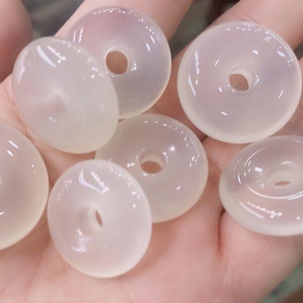 Donut shape genuine natural agate bead, white agate ring bead - Image 6