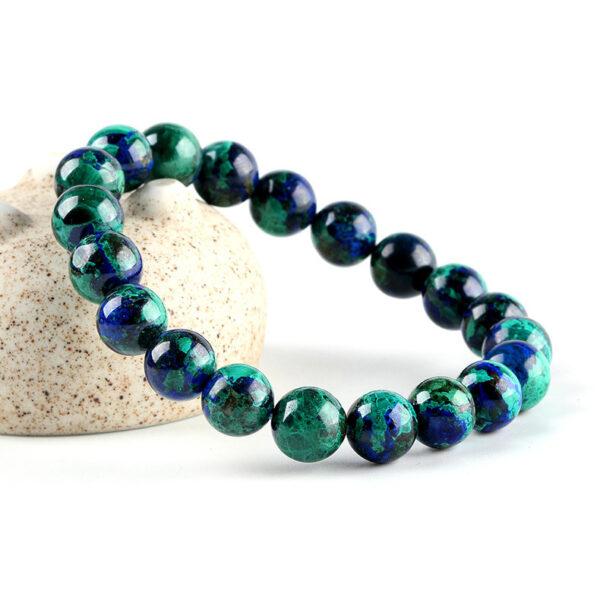 7A genuine natural chrysocolla bracelet, 7 - 12mm round shape beaded bracelet - Image 6