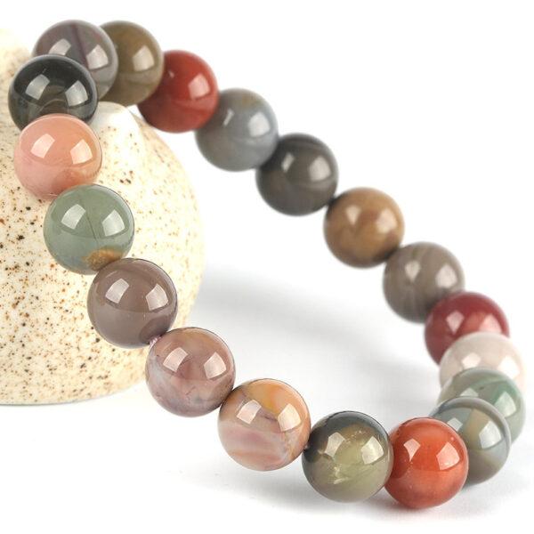 6A genuine natural colorful stripe agate bracelet, 6 - 14mm round shape beaded bracelet - Image 6