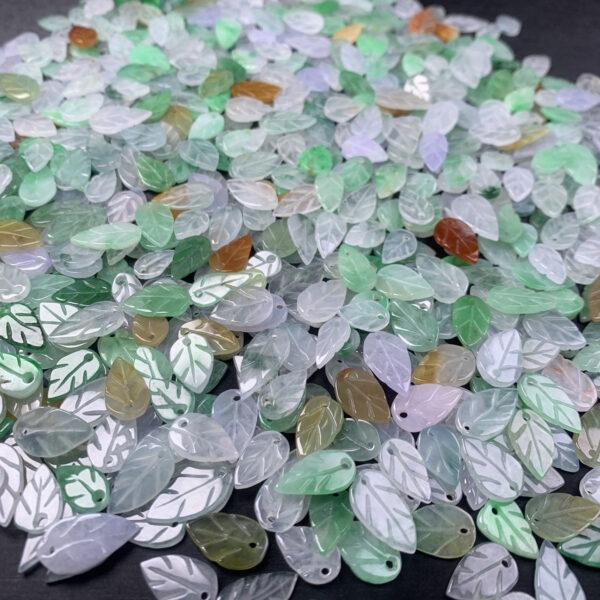 leaf shape genuine natural jadeite bead, colorful jade bead - Image 6