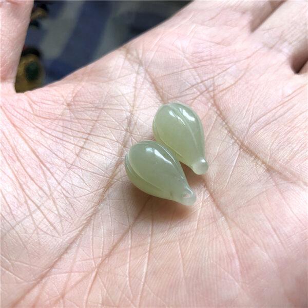 magnolia flower shape natural nephrite jade charm bead - Image 7