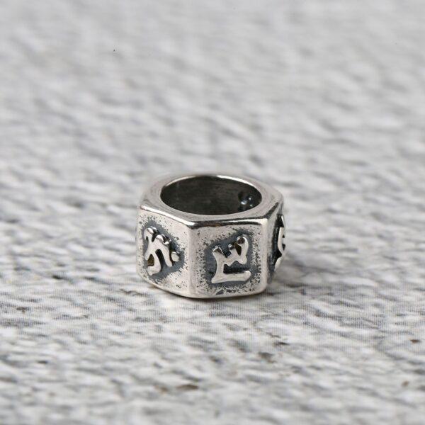 six-sided s925 sterling silver bead, oxidized silver Six-character mantra Buddhist bead, spacer bead - Image 6