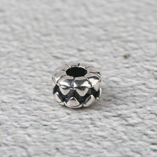 s925 sterling silver teeth pattern rondelle shape bead, oxidized silver bead - Image 6