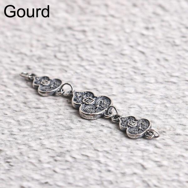 s925 sterling silver flower shape chain, oxidized silver gourd charm - Image 7