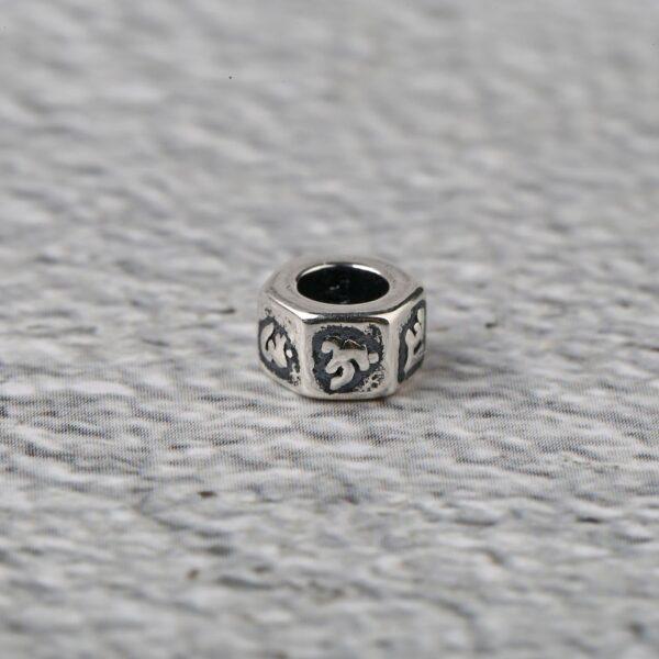 six-sided s925 sterling silver bead, oxidized silver Six-character mantra Buddhist bead, spacer bead - Image 5