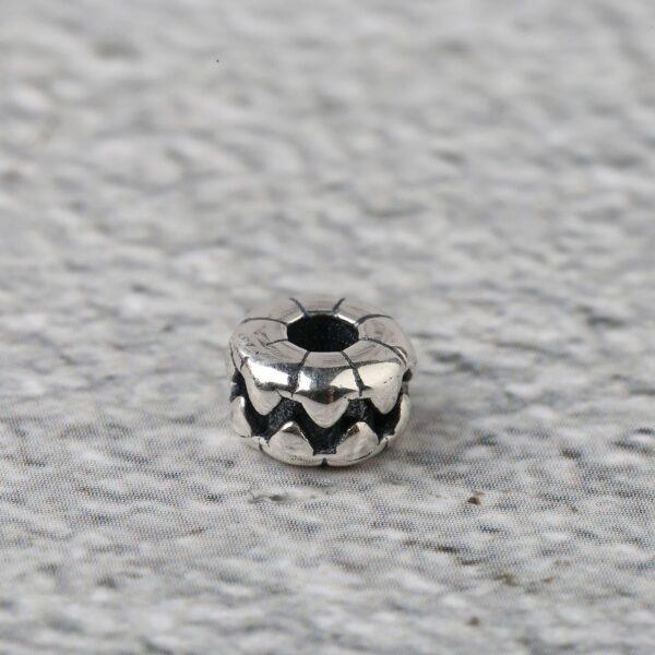 s925 sterling silver teeth pattern rondelle shape bead, oxidized silver bead - Image 7