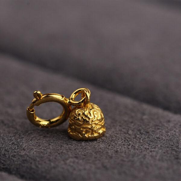 bell shape gild s925 sterling silver charm bead, golden bell bead - Image 6