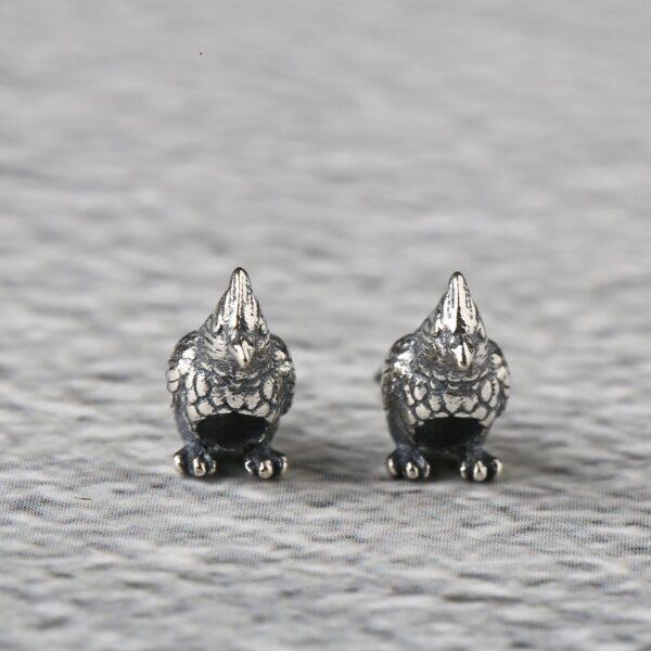 bird bead, Magpie bead, spacer bead, s925 sterling silver, silver bead, oxidized silver bead