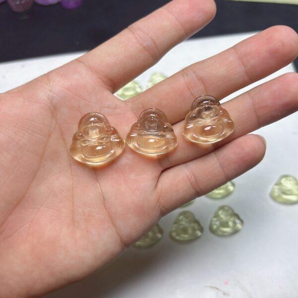 genuine natural citrine charm, clear charm, light yellow charm, citrine buddha, buddha charm