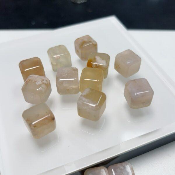 genuine natural blossoms agate bead, agate bead, pink bead, flower bead, cube bead